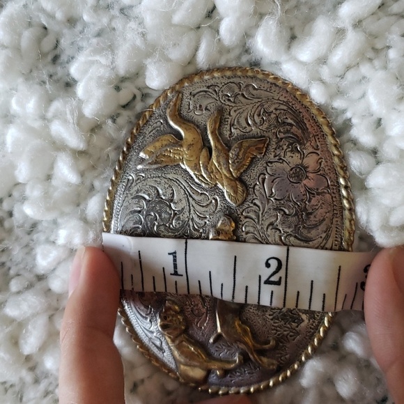 Fox hounds geese birds big belt buckle - Picture 3 of 4